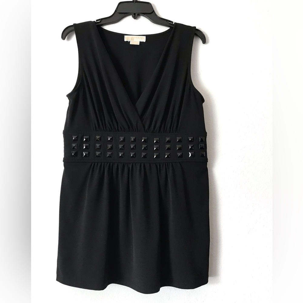 MICHAEL Michael Kors Womens Sleeveless Black V-Neck Top Size M